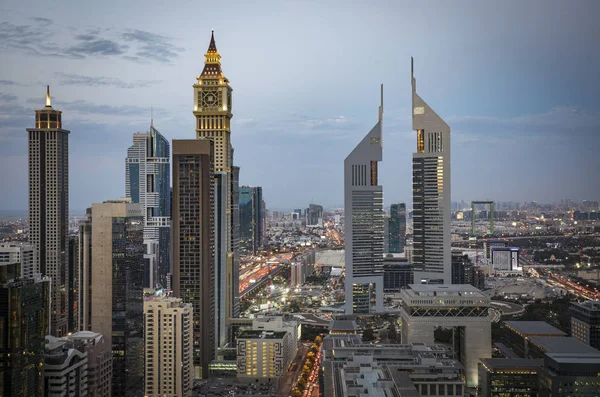 Dubaj Spojené Arabské Emiráty Ledna 2018 Různé Slavné Mrakodrapy Rušné — Stock fotografie