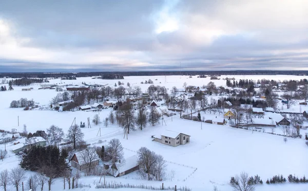 Domy Snowy Pole Wiosce Pajusti Estonii — Zdjęcie stockowe