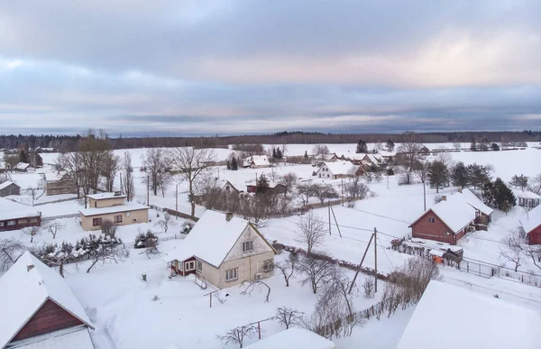 Houses Snowy Field Pajusti Village Estonia — Stock Photo, Image