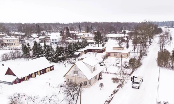 Houses Snowy Field Pajusti Village Estonia — Stock Photo, Image