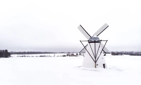 Viejo Molino Viento Estonio Paisaje Invierno — Foto de Stock