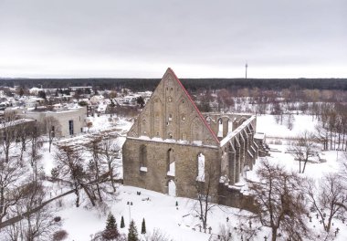 eski Pirita manastırda Tallinn, kışın havadan görünümü