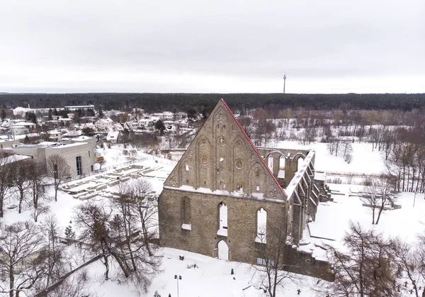 Vista Aérea Del Antiguo Convento Pirita Tallin Invierno — Foto de Stock