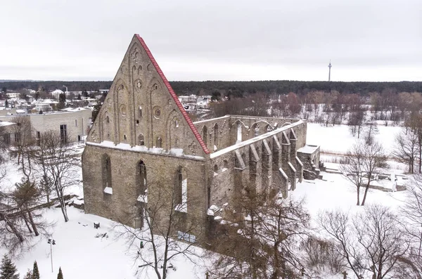 Vista Aérea Del Antiguo Convento Pirita Tallin Invierno — Foto de Stock