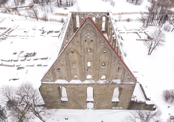 Vista Aérea Del Antiguo Convento Pirita Tallin Invierno — Foto de Stock