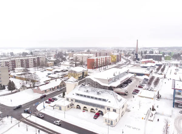 Rakvere Estónia Fevereiro 2019 Vista Aérea Cidade Velha Rakvere Lanne — Fotografia de Stock