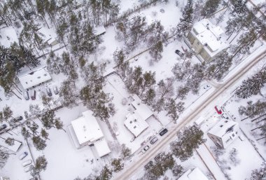 Rakvere, Estonya - 6 Şubat 2019: Laane Viru ilçe Estonya Rakvere şehrin havadan görünümü