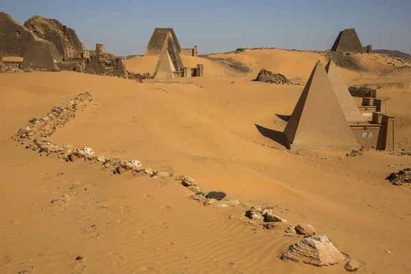 Uralte Meroe Pyramiden Der Wüste Sudan — Stockfoto