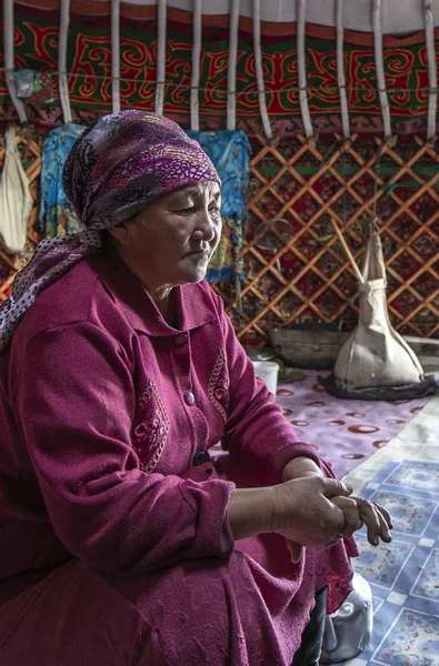 Баян Улгий Монголия Сентября 2015 Года Монгольская Женщина Своей Родной — стоковое фото