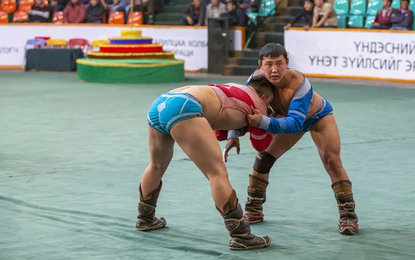 Ulannbaatar Mongoliet September 2015 Mongoliska Brottningsmatch — Stockfoto