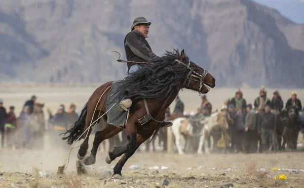 Bayan Ulgii Mongoliet Oktober 2015 Mongoliska Nomad Man Häst — Stockfoto