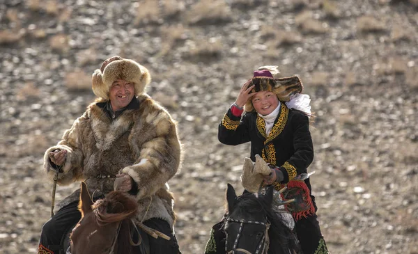 Bayan Ulgii Mongolia 4Th October 2015 Kazakh Eagle Hunter His — Stock Photo, Image