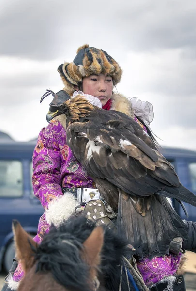 Μπαγιάν Ulgii Μογγολία Οκτωβρίου 2015 Τσιγγάνι Αετός Πουλί Της — Φωτογραφία Αρχείου