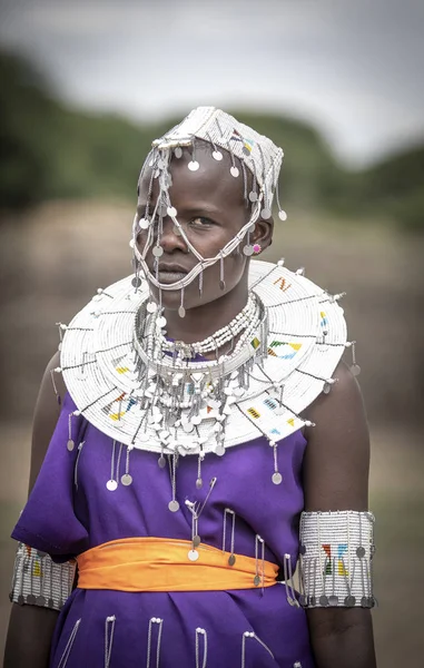 Same Tanzania Giugno 2019 Bella Giovane Signora Maasai Completo Festa — Foto Stock