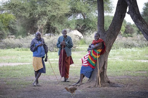 Selb Tansania Juni 2019 Massai Männer Ruhen Sich Ihrer Boma — Stockfoto