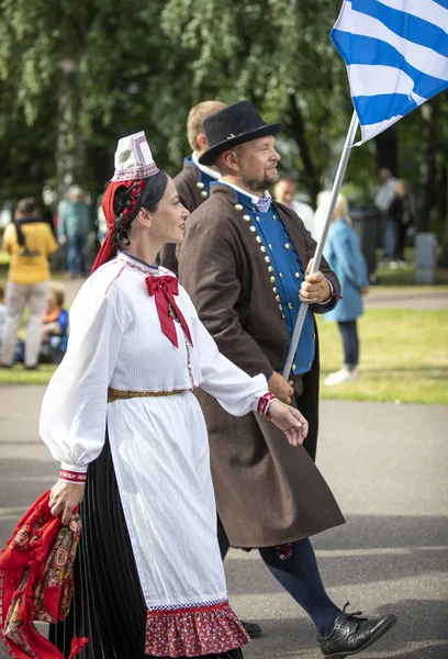 Tallinn Estonia 6Th July 2019 People Traditional Estonian Clothing Song — Stock Photo, Image