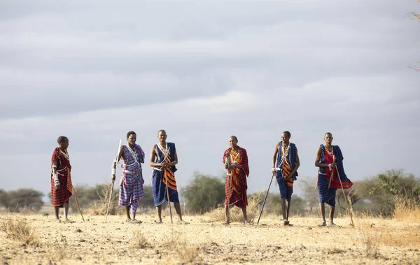 Ngorongoro Τανζανία 10Th Σεπτεμβρίου 2019 Μαχασάι Πολεμιστές Ένα Τοπίο Της — Φωτογραφία Αρχείου