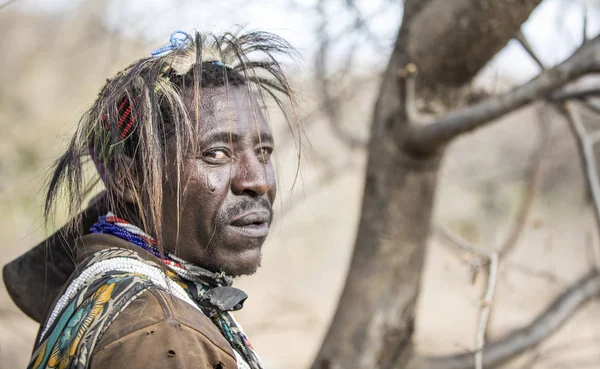 Lac Eyasi Tanzanie Septembre 2019 Chasseur Hadzabe Dans Nature Nord — Photo