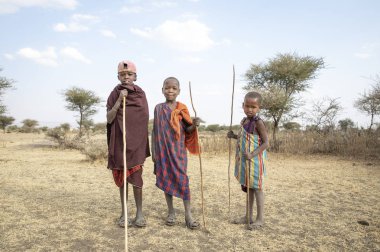 Arusha, Tanzanya, 7 Eylül 2019: maasai çocuklar