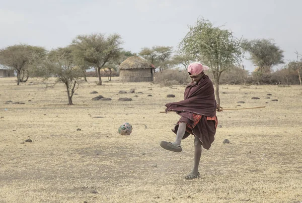 Arusha Tanzania 7Th September 2019 Maasai Boy Playing Home Made — Stock Photo, Image