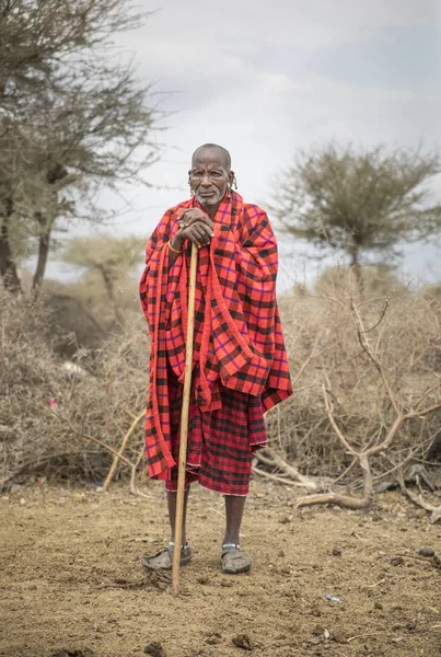 Arusha Tanzania 7Th September 2019 Old Maasai Man Traditional Clothing — Stock Photo, Image