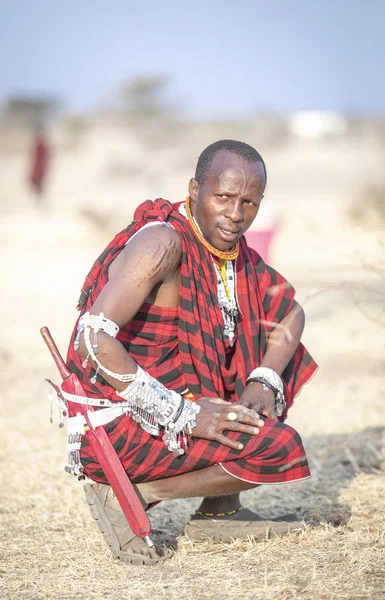 Arusha Tanzanya Eylül 2019 Kuzey Tanzanya Yakışıklı Maasai Savaşçısı — Stok fotoğraf