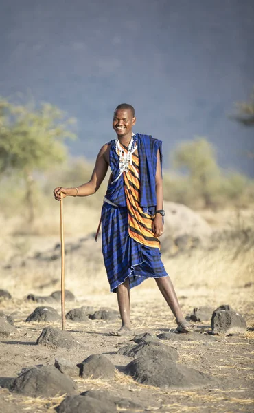 Arusha Tanzania 7Th September 2019 Portrait Young Maasai Warrior — Stock Photo, Image