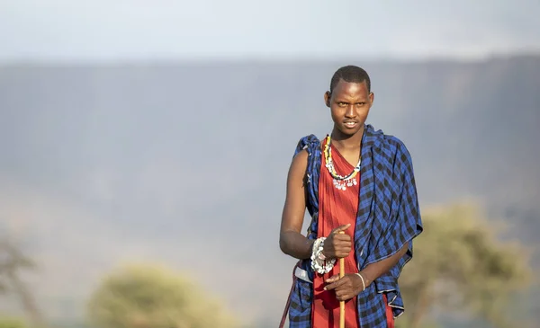 Arusha Tanzania Września 2019 Portret Młodego Wojownika Masajów — Zdjęcie stockowe