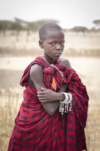Arusha Tanzania September 2019 Jonge Maasai Meisje Met Haar Kleine — Stockfoto