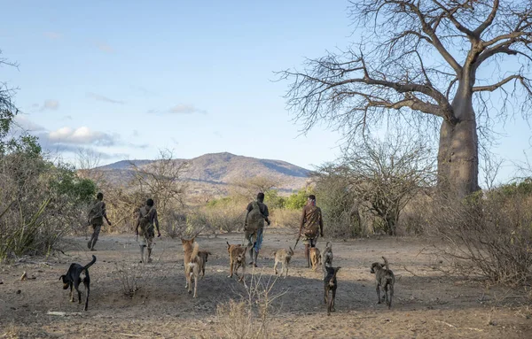 Ayasi Lake Tanzania Września 2019 Hadzabe Mężczyzn Będzie Polowanie Godzinach — Zdjęcie stockowe