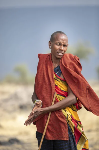 탄자니아의 아루샤 2019 탄자니아 북부의 마사이족 전사들 — 스톡 사진