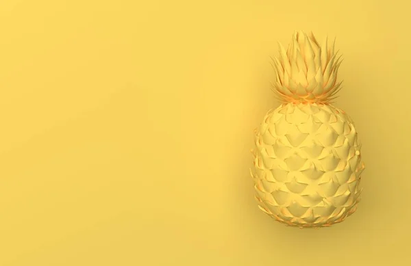 Eine Gelbe Ananas Isoliert Auf Gelbem Hintergrund Mit Platz Für — Stockfoto