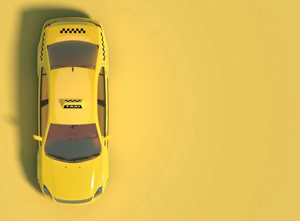 Yellow Taxi Car Yellow Background Free Space Text Top View — Stock Photo, Image