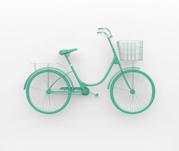Одиночний Ретро Велосипед Пофарбований Монохромний Бірюзовий Ізольовані Білому Тлі Абстрактна — стокове фото