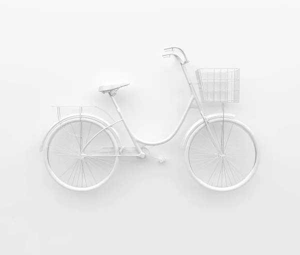 Bicicleta Retro Única Pintada Blanco Monocromo Aislado Sobre Fondo Blanco — Foto de Stock