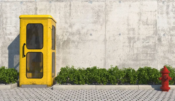 Одномісний Старий Жовтий Телефонний Стенд Ретро Стилі Пішохідній Доріжці Міському — стокове фото