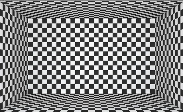 Black and white  interior with a checkerboard pattern. Empty blank room with copy space. 3D rendering.Black and white  interior with a checkerboard pattern. Empty blank room with copy space. 3D rendering.