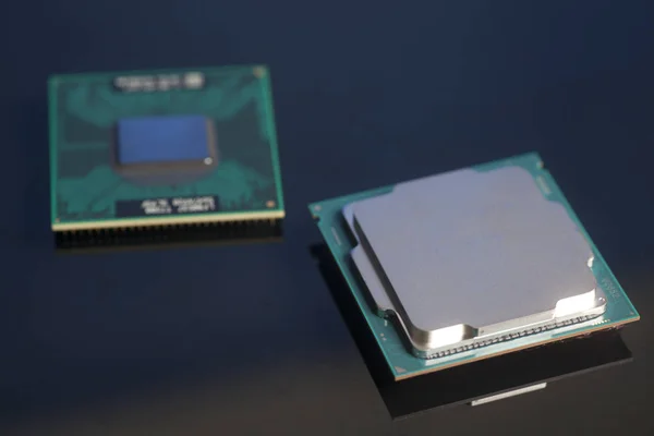 Unidade Processamento Central Processadores Cpu Microchip Fundo Preto — Fotografia de Stock