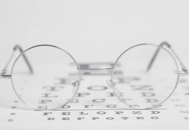 Grafik arka plan yakın çekim gözlük görme testi.