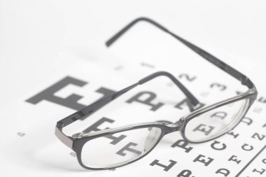 Grafik arka plan yakın çekim gözlük görme testi.