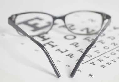 Grafik arka plan yakın çekim gözlük görme testi.