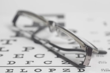 Grafik arka plan yakın çekim gözlük görme testi.