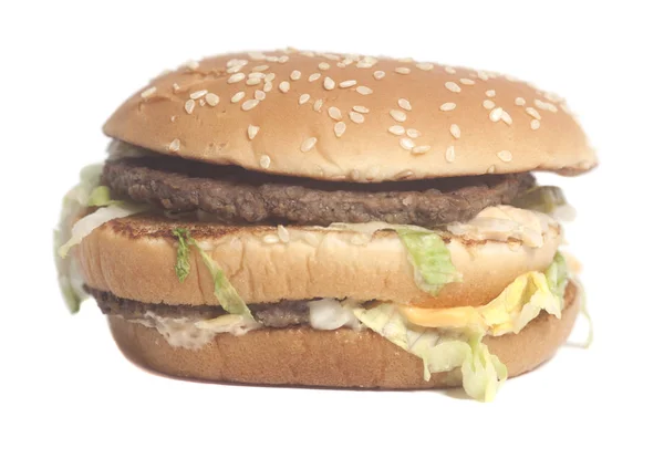 Savoureux Grand Hamburger Isolé Sur Fond Blanc — Photo