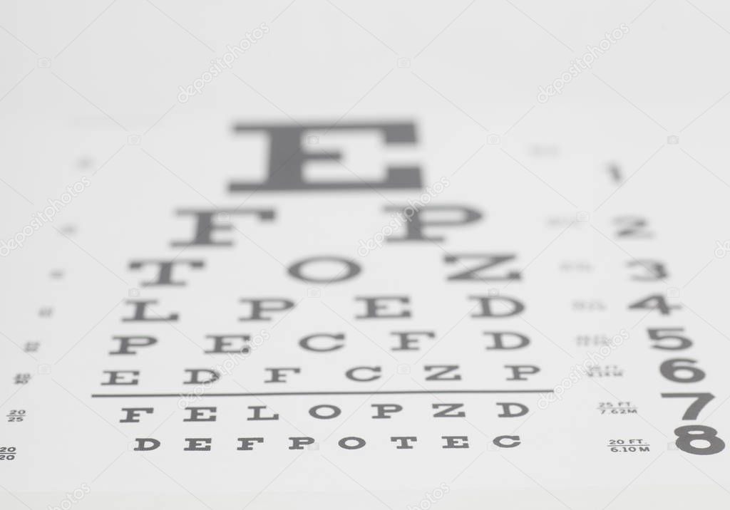 Eyesight test chart isolated on white background