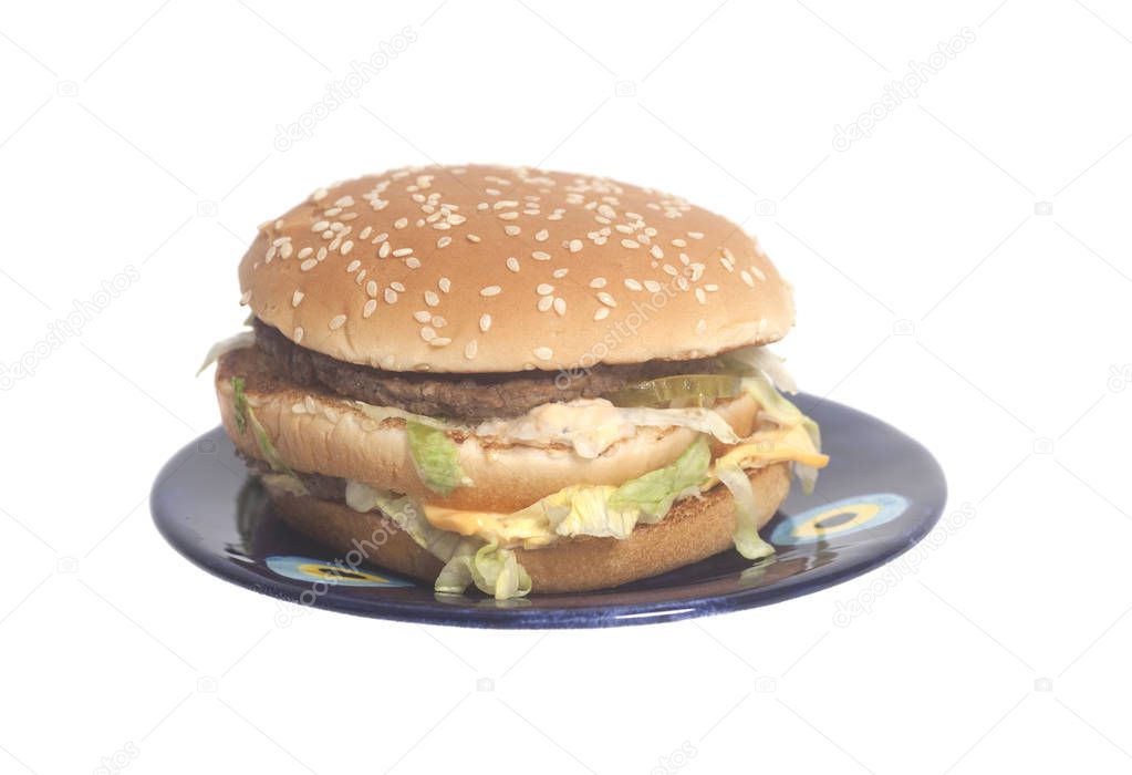 Tasty Big burger isolated on a white background