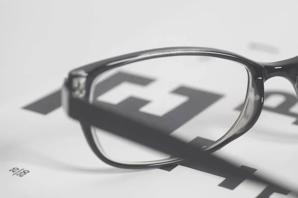 Brýle Zrak Testovat Detail Pozadí Grafu — Stock fotografie