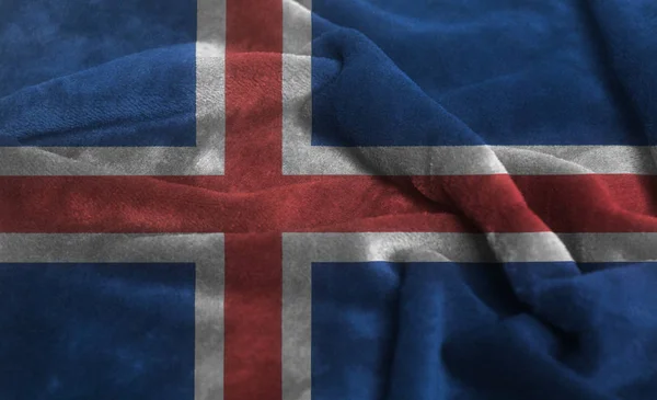 Ruffled Acenando Bandeira Nacional Islândia Close Fundo — Fotografia de Stock