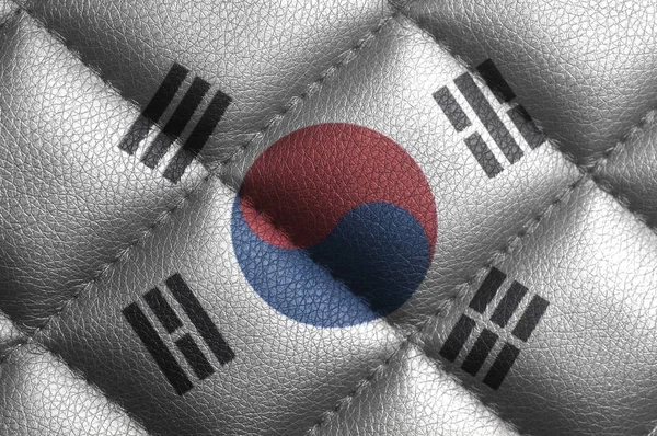 Dél Korea Zászló Bőr Textúra Hátterét Zár Megjelöl — Stock Fotó