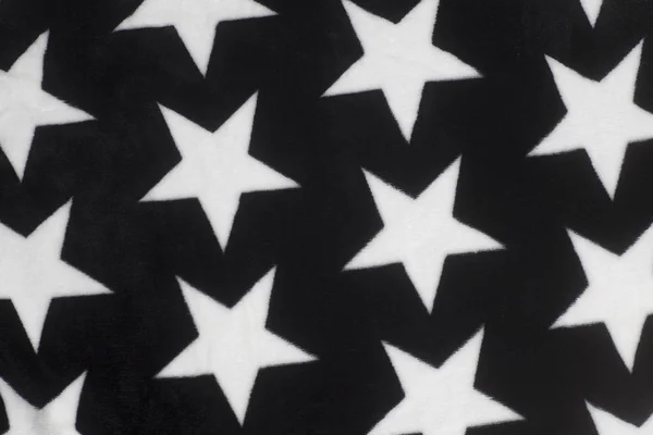 White Stars Black Fabric Background Closeup — Stock Photo, Image