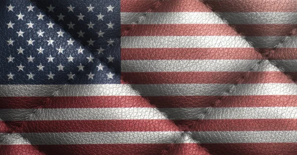 Abd Bayrağı Deri Doku Üzerinde Amerika Birleşik Devletleri Bayrağı Closeup — Stok fotoğraf